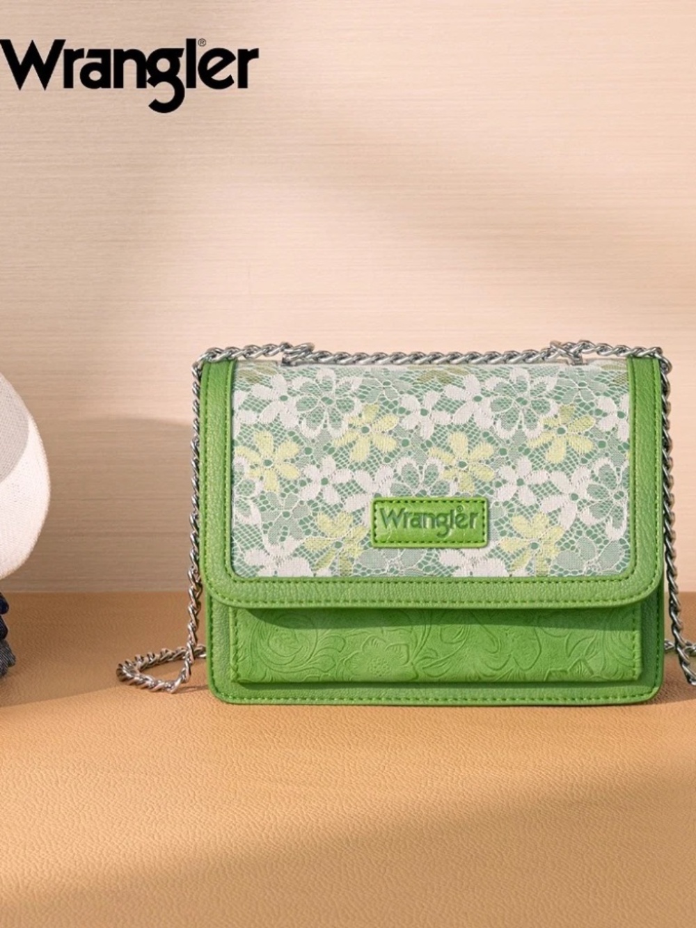 Wrangler Chic Lace Chain Shoulder Bag Green